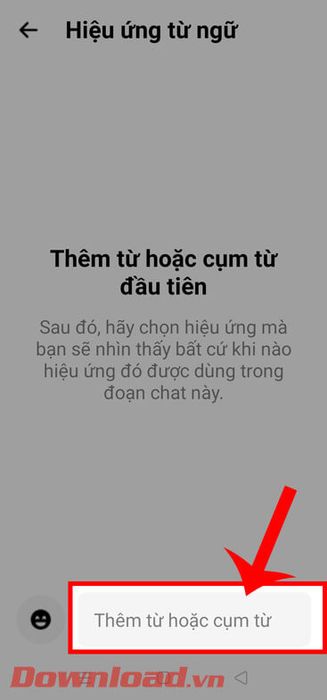 Nhập từ, cụm từ để thêm hiệu ứng