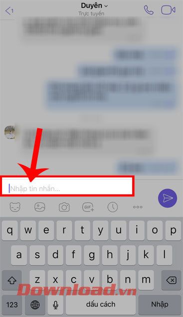 Nhấn và giữ vào ô Nhập tin nhắn