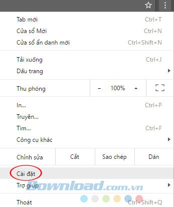 Cài đặt trên Chrome