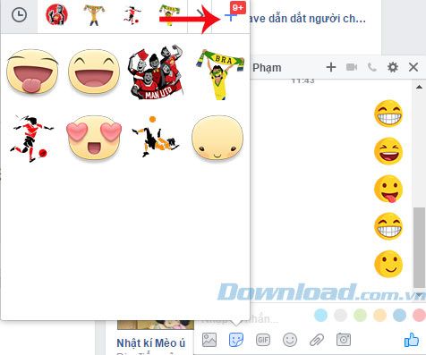 Tải thêm Sticker cho Facebook