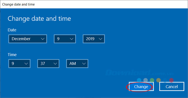 Thay đổi ngày giờ