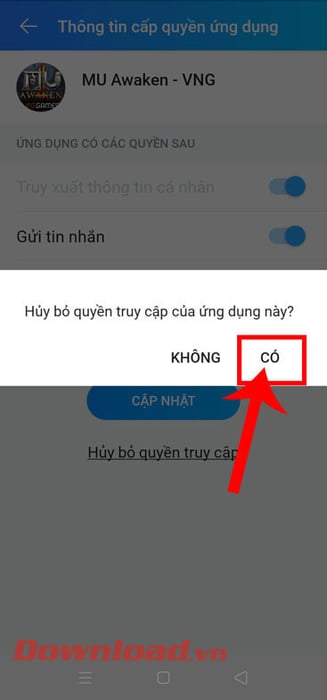 Chạm vào phần Đồng ý