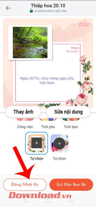 Đăng lên dòng thời gian hoặc gửi cho bạn bè