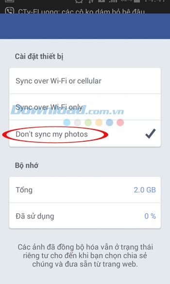 Tắt chức năng đồng bộ hình ảnh trên Facebook