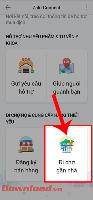 Chọn mục Đi chợ gần nhà