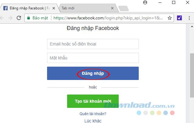 Đăng nhập vào Facebook