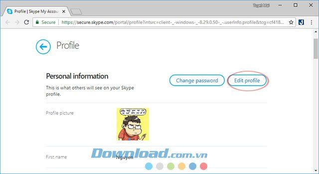 Chỉnh sửa Hồ sơ trên Skype