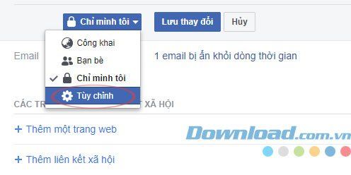 Cài đặt riêng trên Facebook