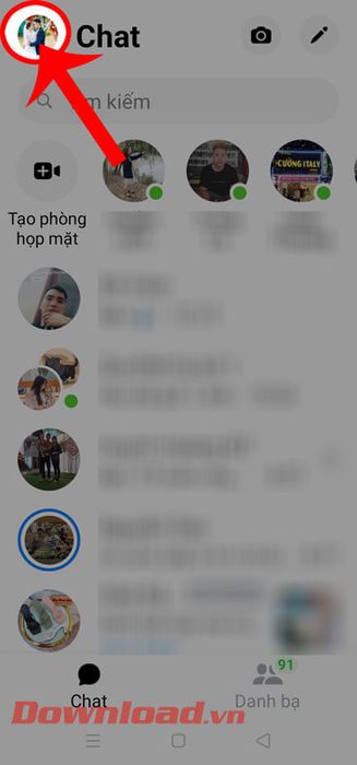 Chạm vào biểu tượng tài khoản