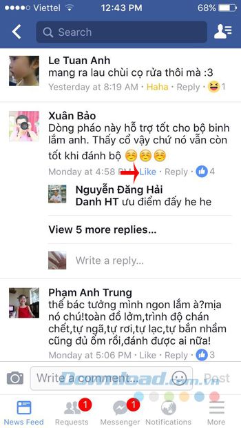 Nhấn vào nút Thích