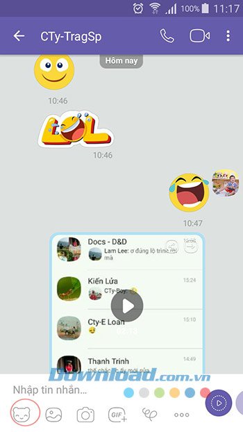 Giao diện trò chuyện trên Viber