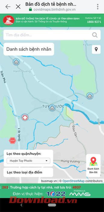 Xem bản đồ dịch tễ tại huyện của mình
