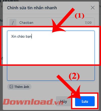 Chỉnh sửa tin nhắn nhanh