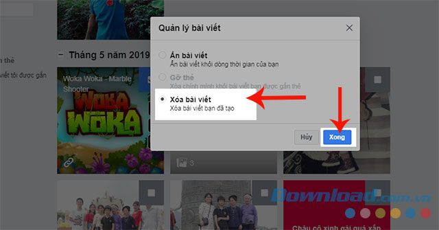 Nhấn vào nút Xoá bài viết