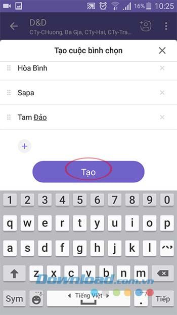 Hướng dẫn tạo bình chọn trên Viber