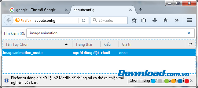 Hoàn thành việc thay đổi cài đặt ngăn chặn ảnh GIF tự động chạy trên Firefox