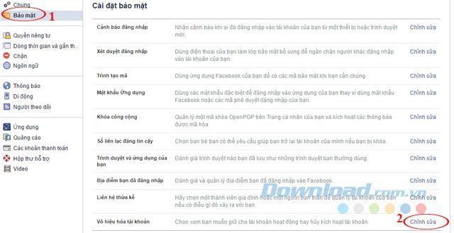 Thiết lập bảo mật
