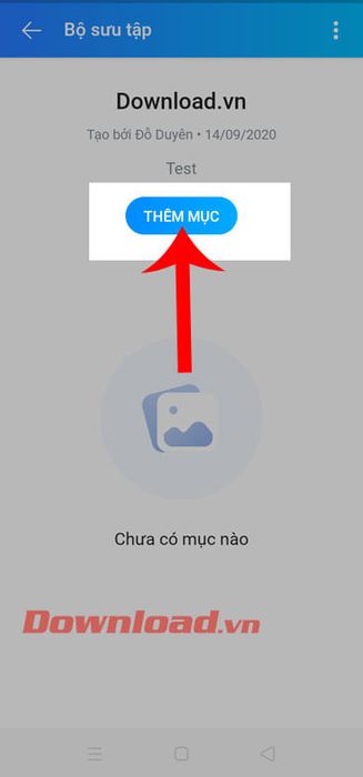 Chọn nút Thêm mục
