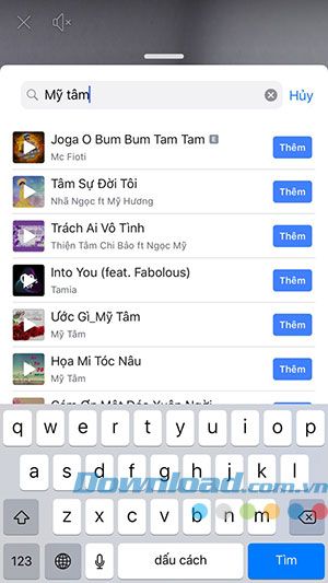 Chọn bài hát để thêm vào video