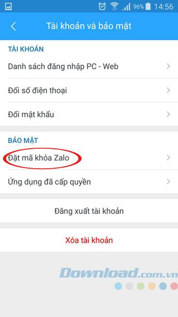 Thiết lập mã bảo mật cho Zalo