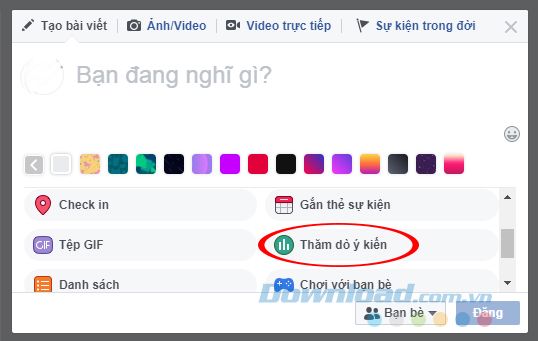 Thăm dò ý kiến trên Facebook