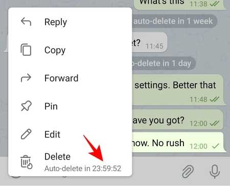 Xem thời gian còn lại trước khi xóa tin nhắn trên Telegram