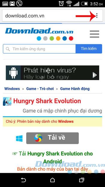 Bấm vào menu của Chrome