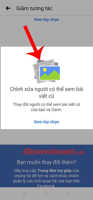 Chạm vào tab Chỉnh sửa quyền xem bài viết cũ