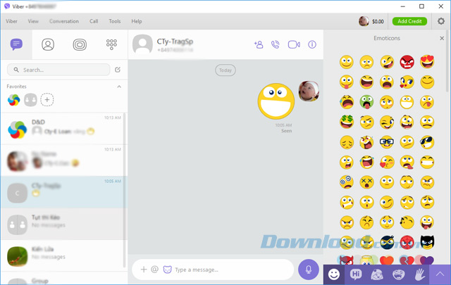 Giao diện chính của Viber