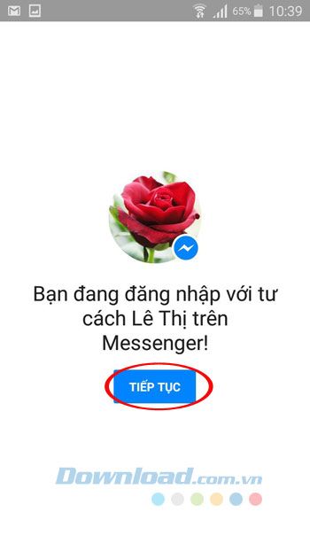 Đang đăng nhập vào Facebook Messenger