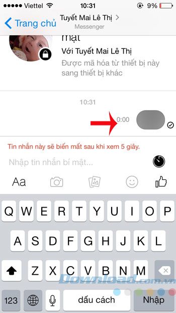Tin nhắn tự hủy sau