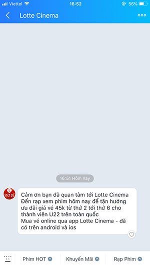 Trang chính của Lotte Cinema