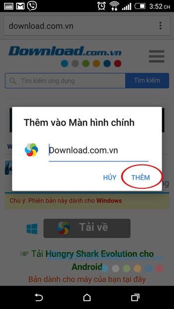 Xác nhận thêm vào màn hình chính