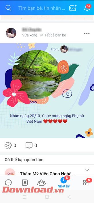 Thiệp đã được đăng lên Nhật ký cá nhân