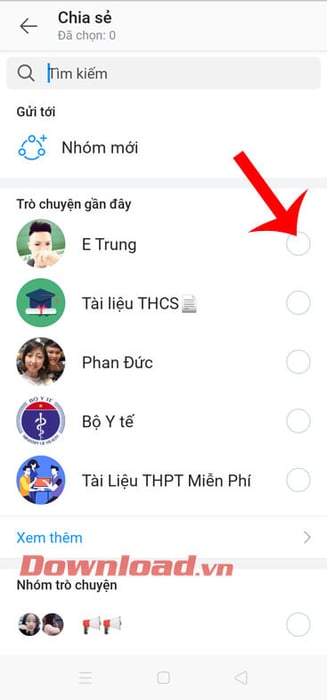 Chạm vào biểu tượng hình tròn bên cạnh tên tài khoản Zalo và nhấn nút Gửi