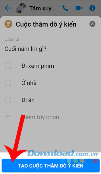 Bấm vào nút Tạo cuộc khảo sát ý kiến