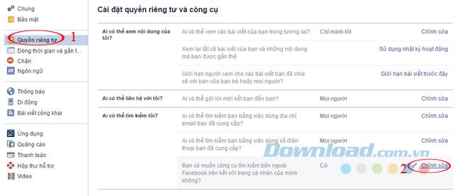 Thiết lập quyền riêng tư