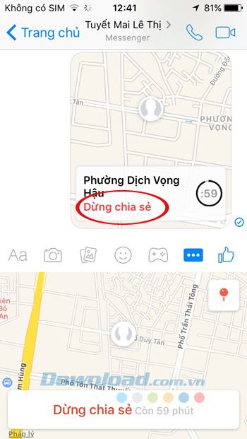 Dừng chia sẻ địa điểm