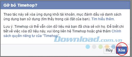 Xác nhận xóa ứng dụng trên Facebook