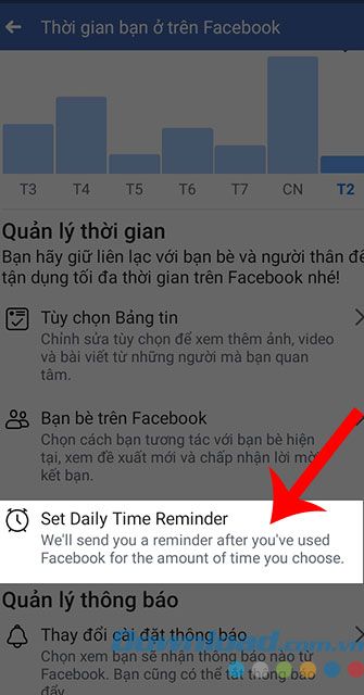 Chọn Thiết lập nhắc nhở hàng ngày