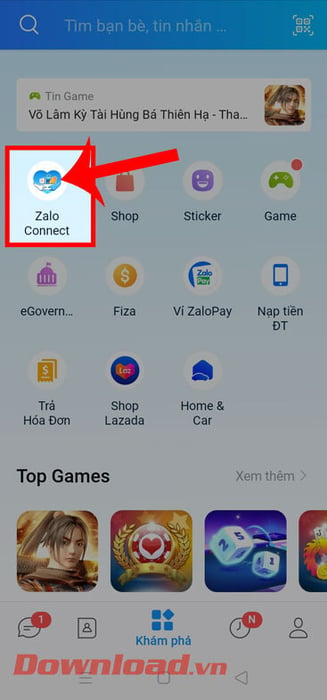 Chọn mục Zalo Connect