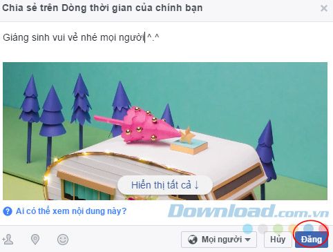 Chia sẻ thiệp Giáng sinh trên Facebook