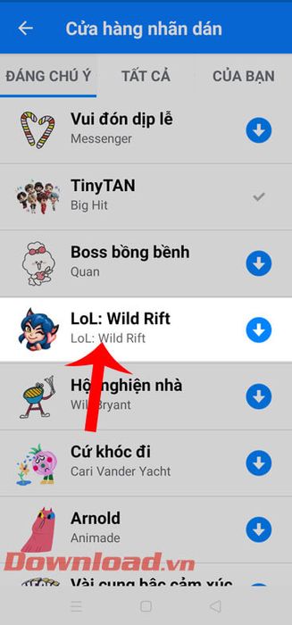 Chọn sticker LoL: Wild Rift