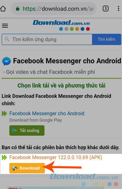 Nhấn để tải xuống Messenger dưới dạng file APK