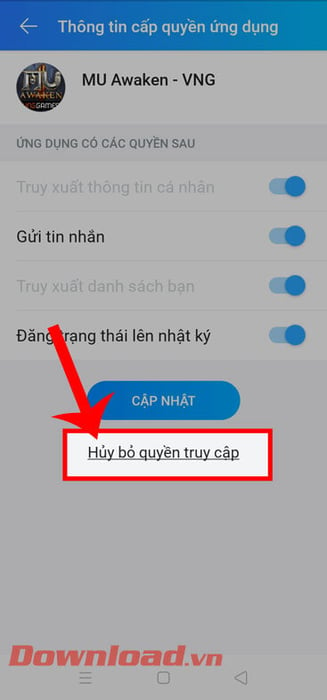 Bấm vào phần Hủy bỏ quyền truy cập