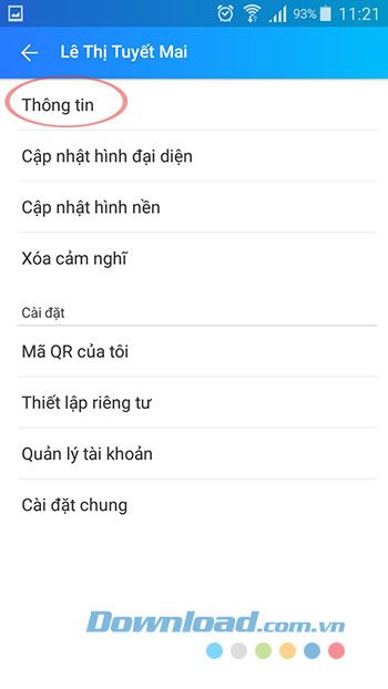 Chỉnh sửa thông tin