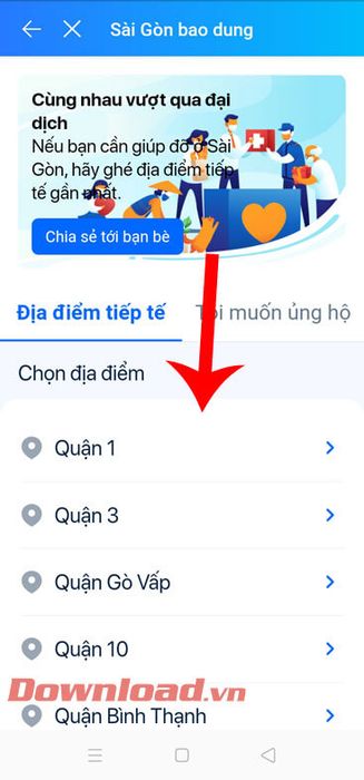 Chọn quận/huyện của TP Hồ Chí Minh