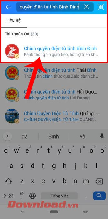 Nhập từ khóa 'Chính quyền điện tử tỉnh Bình Định'