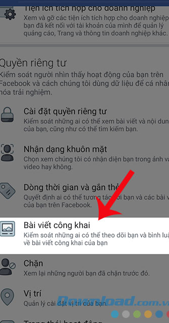 Bấm vào Bài viết Công khai