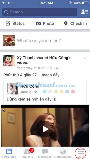 Mở Facebook Messenger và chọn More